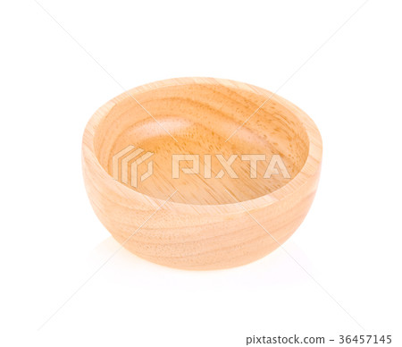 Wooden bowl isolated on white background 36457145