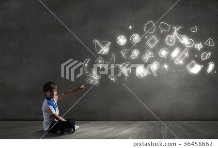 Boy pointing idea 36458662