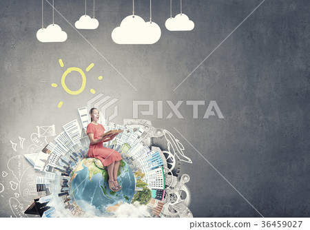 Woman in dress with book 36459027