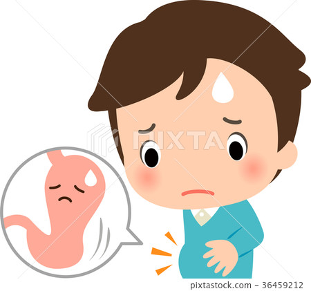 Young man suffering from stomach ptosis - Stock Illustration [36459212 ...