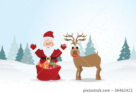 Christmas Background with Santa claus and reindeer 36462421