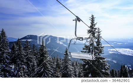 Ski lift in the mountains. 36462901