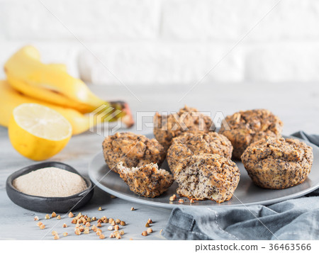 banana muffins with buckwheat flour and poppy banana muffins with buckwheat flour and poppy 36463566