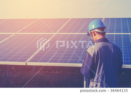 electrician checking and inspect equipment 36464135