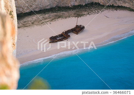 Aerial view of Shipwreck Bay Navagio Beach Aerial view of Shipwreck Bay Navagio Beach 36466071