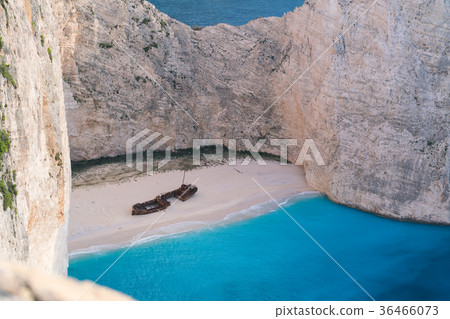Aerial view of Shipwreck Bay Navagio Beach 36466073