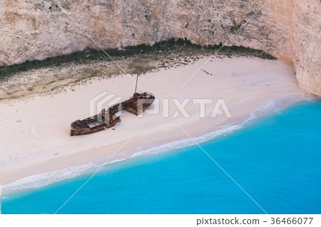 Aerial view of Shipwreck Bay Navagio Beach Aerial view of Shipwreck Bay Navagio Beach 36466077