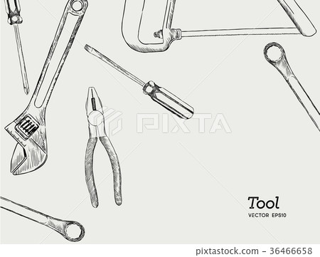 House repair work tools sketch icons. House repair work tools sketch icons. 36466658