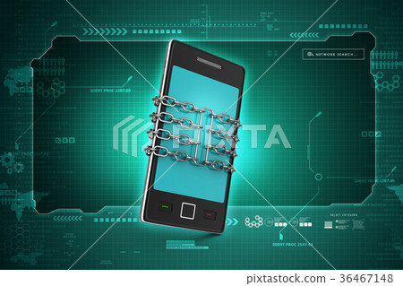 Smart phone with chain, safety concept Smart phone with chain, safety concept 36467148
