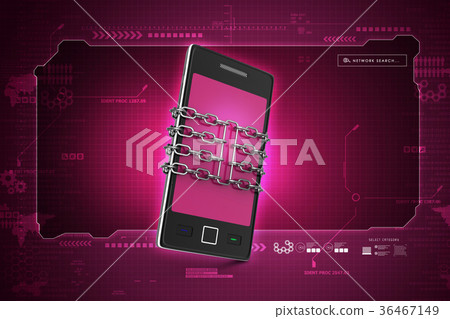 Smart phone with chain, safety concept Smart phone with chain, safety concept 36467149