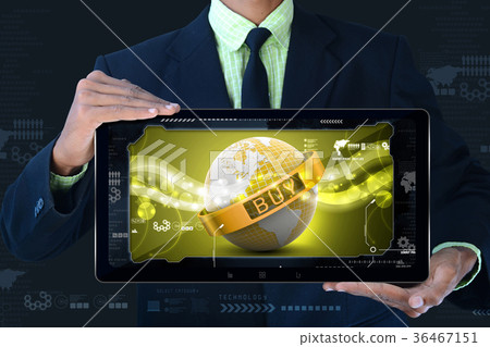 Smart hand Earth globe close in chain with frame Smart hand Earth globe close in chain with frame 36467151