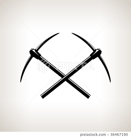 Silhouettes of two crossed pickaxes 36467190