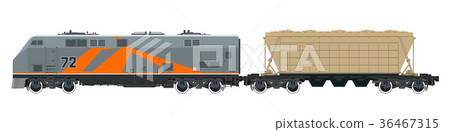 Orange Locomotive with Hopper Car 36467315
