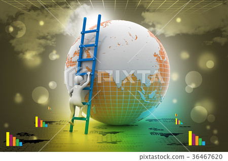 Earth globe and ladder 36467620