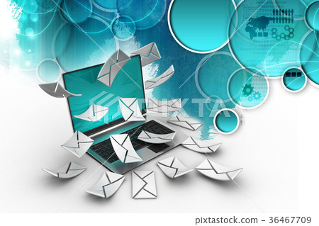 E-mail concept. Modern Laptop and envelope E-mail concept. Modern Laptop and envelope 36467709