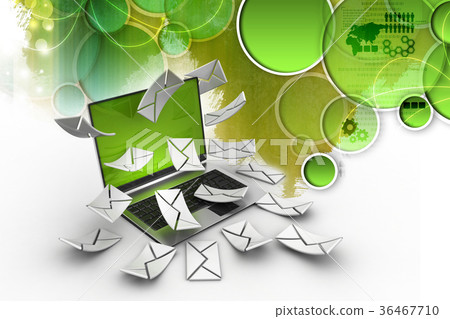 E-mail concept. Modern Laptop and envelope E-mail concept. Modern Laptop and envelope 36467710