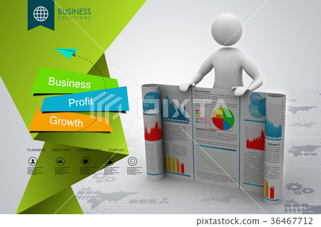 3d man showing the business report 3d man showing the business report 36467712