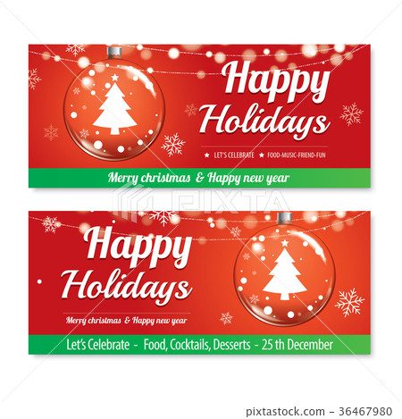 Merry christmas party glass ball flyer brochure 36467980