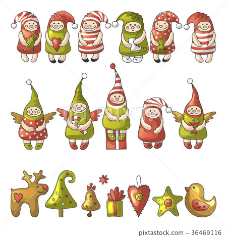 Set of different colored gnome icons 36469116