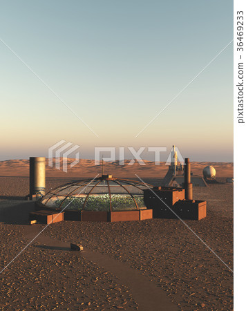 Biodome on an Alien Desert Planet 36469233