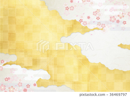 背景材料(金箔,雲,櫻花)感覺總和 背景材料(金箔,雲,櫻花)感覺總和 36469797
