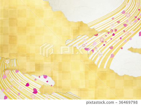 Background material (gold leaf, cherry blossoms snowstorm, clouds, stream line) to feel sum Background material (gold leaf, cherry blossoms snowstorm, clouds, stream line) to feel sum 36469798