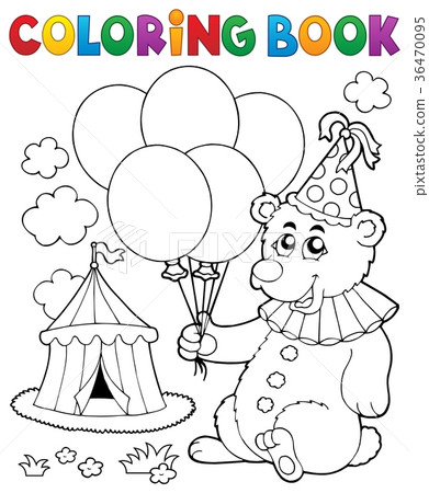Coloring book bear with balloons 36470095