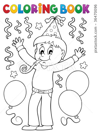 Coloring book boy celebrating theme 1 Coloring book boy celebrating theme 1 36470096
