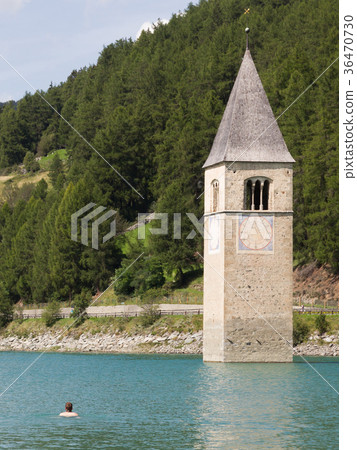 Submerged tower of reschensee church Submerged tower of reschensee church 36470730