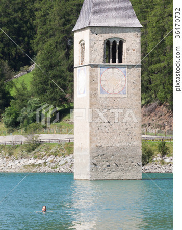 Submerged tower of reschensee church Submerged tower of reschensee church 36470732