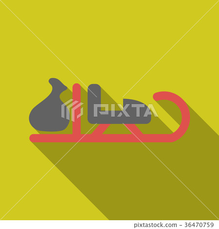Flat Icon with shadow sleigh with gifts 36470759