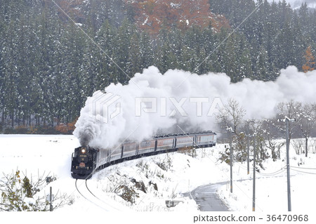 Snow landscape and autumnal leaves Yue Xi West line SL 36470968
