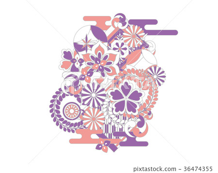 Pop Japanese pattern background material Pop Japanese pattern background material 36474355