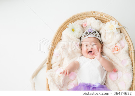 Baby wearing a toy crown (smiles) Baby wearing a toy crown (smiles) 36474652