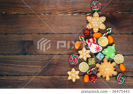 Christmas tree with candy from gingerbreads, Christmas tree with candy from gingerbreads, 36475443