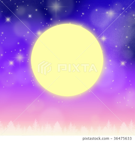 滿月和黎明滿天星斗的天空 36475633