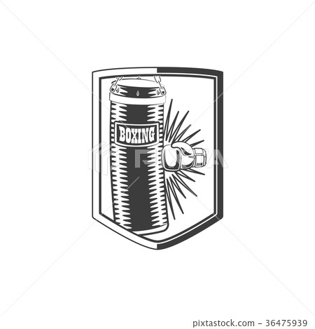 vector boxing glove hits punching bag icon 36475939