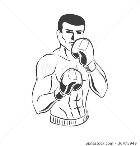 vector flat muscular handsome boxer man icon 36475949