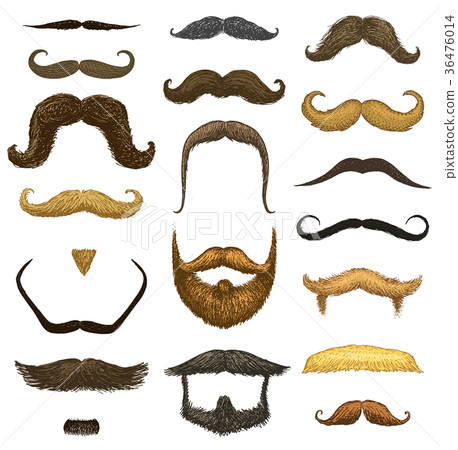 Set of mustache and funny beard of men, hipster 36476014