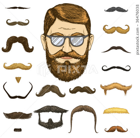 Set of mustache and funny beard. men and fashion 36476038