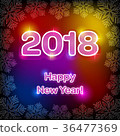 2018 Happy New Year shiny greeting card 36477369