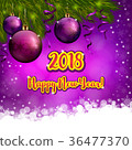 Christmas pink background with 2018 numbers 36477370