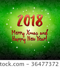 New 2018 Year greeting on green background 36477372