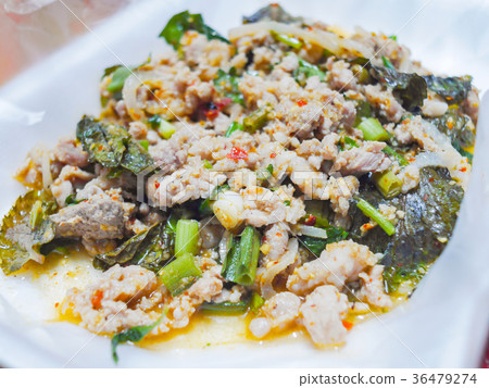 Spicy minced pork .thai food.  36479274