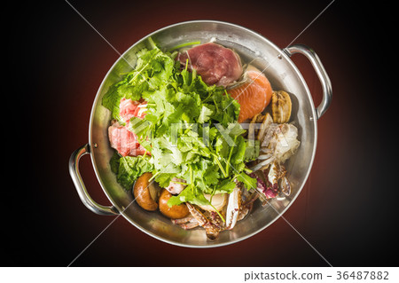 Seafood pakchi pan Vietnamese seafood coriander pot 36487882