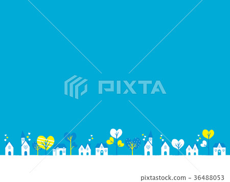 Heart tree and townscape illustration Heart tree and townscape illustration 36488053