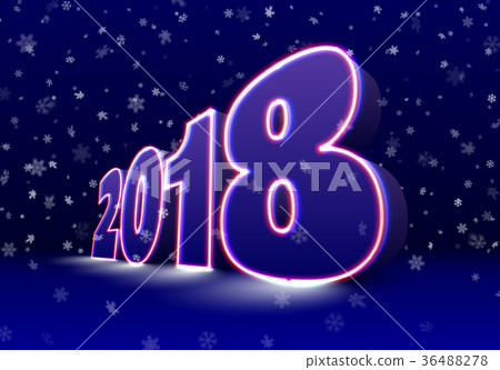 2018 neon sign for Christmas or Happy New Year 80s 2018 neon sign for Christmas or Happy New Year 80s 36488278