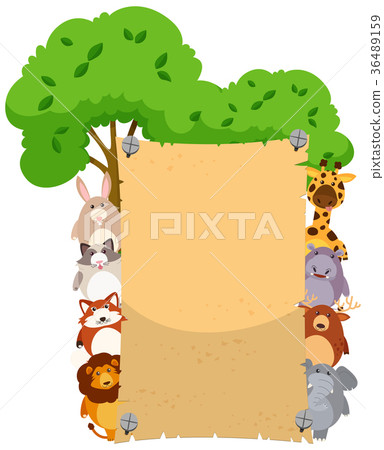 Paper template with cute animals on both sides - Stock Illustration ...