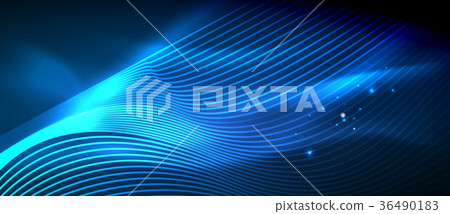 Glowing abstract wave on dark, shiny motion 36490183