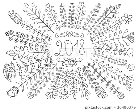 Vector 2018 Floral Greeting Vector 2018 Floral Greeting 36490379